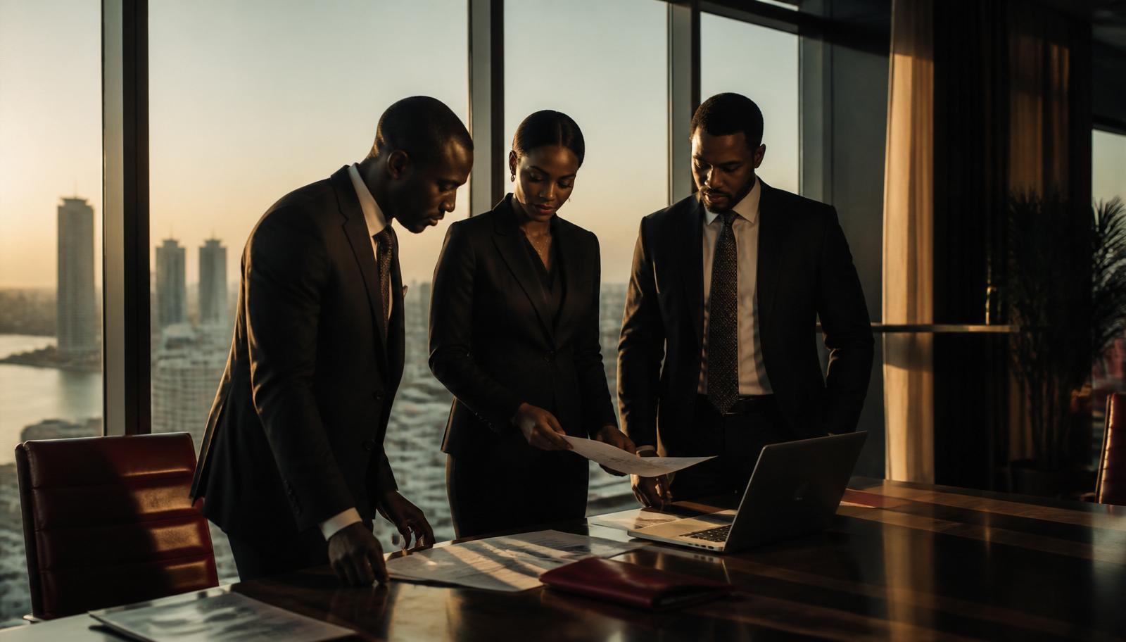 Crimson Oak advisors working alongside a founder in a Lagos boardroom